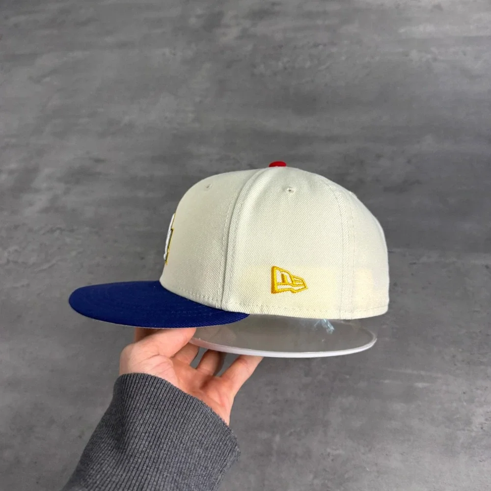 Hat Club Los Angeles Dodgers New Era Cap 7 1/8 Rams Crossover Yellow Blue‎ Cream